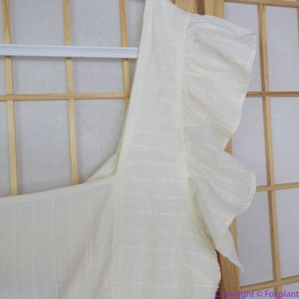 NEW Madewell Ruffle-Strap Tiered‎ Midi Dress in Textural Stripe, XL - Picture 15 of 16